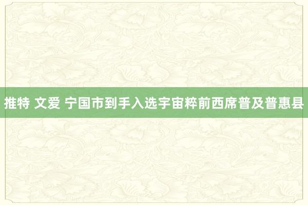 推特 文爱 宁国市到手入选宇宙粹前西席普及普惠县