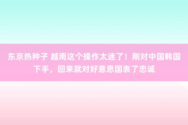 东京热种子 越南这个操作太迷了！刚对中国韩国下手，回来就对好意思国表了忠诚