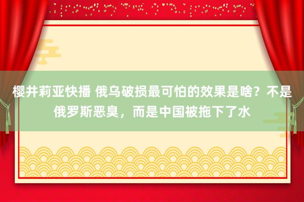 樱井莉亚快播 俄乌破损最可怕的效果是啥？不是俄罗斯恶臭，而是中国被拖下了水