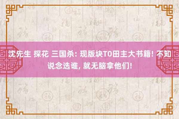 沈先生 探花 三国杀: 现版块T0田主大书籍! 不知说念选谁, 就无脑拿他们!