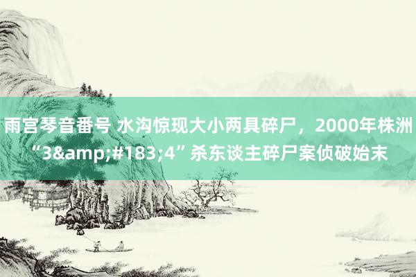 雨宫琴音番号 水沟惊现大小两具碎尸，2000年株洲“3&#183;4”杀东谈主碎尸案侦破始末